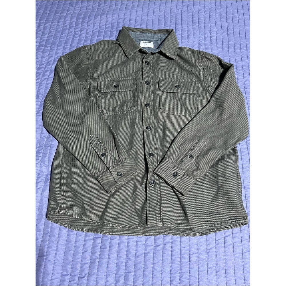 Old Navy Mens Cotton Twill Button Down Work Shirt Panther Greystone Grey M